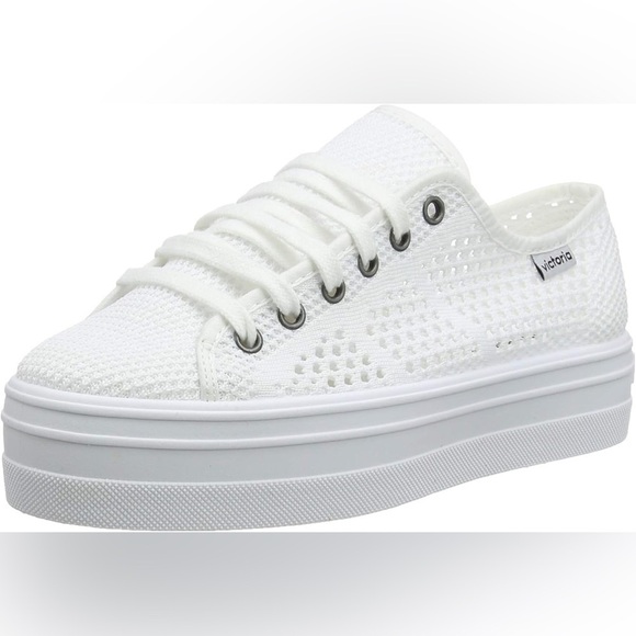 VICTORIA Women's White Crochet Barcelona Tricot Hi-Top Platform Sneakers US 6 - Picture 1 of 12
